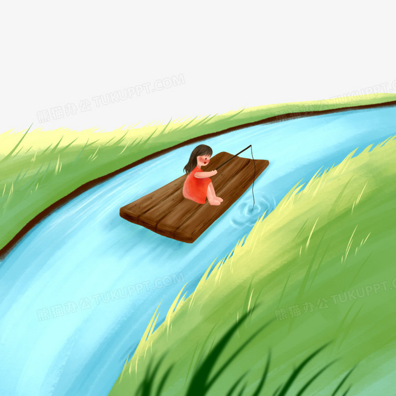 人坐在竹筏上的简笔画图片