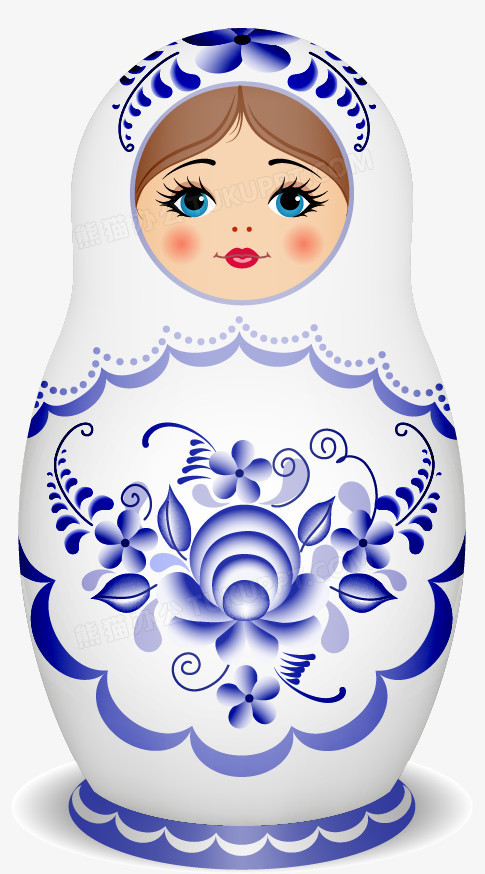 矢量手绘俄罗斯套娃