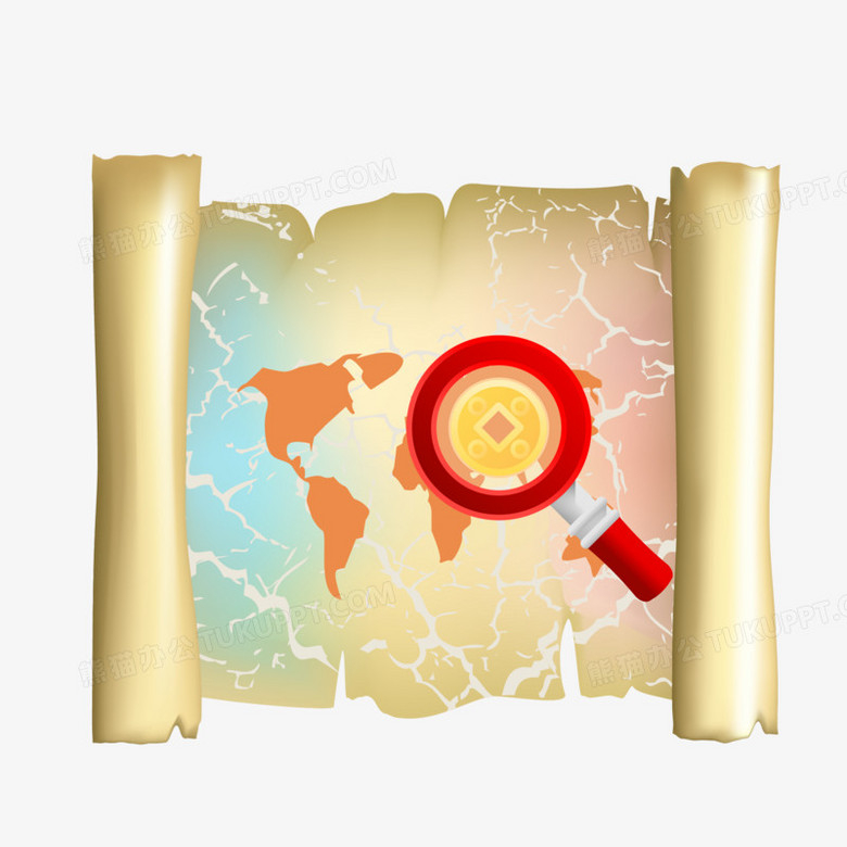 本作品全称为《彩色复古风做旧的游戏藏宝图创意元素》,由迷南文化