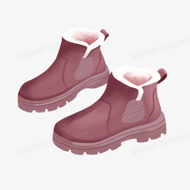 卡通手绘保暖雪地靴素材