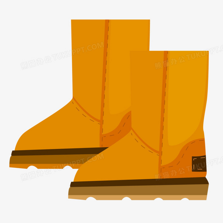 手绘冬季雪地靴素材