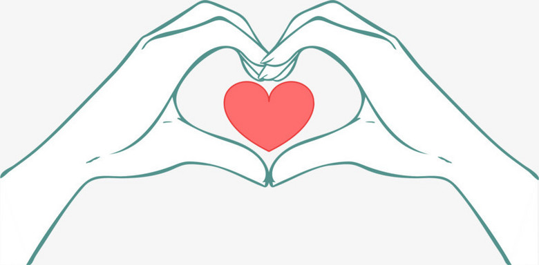 矢量手绘手比爱心