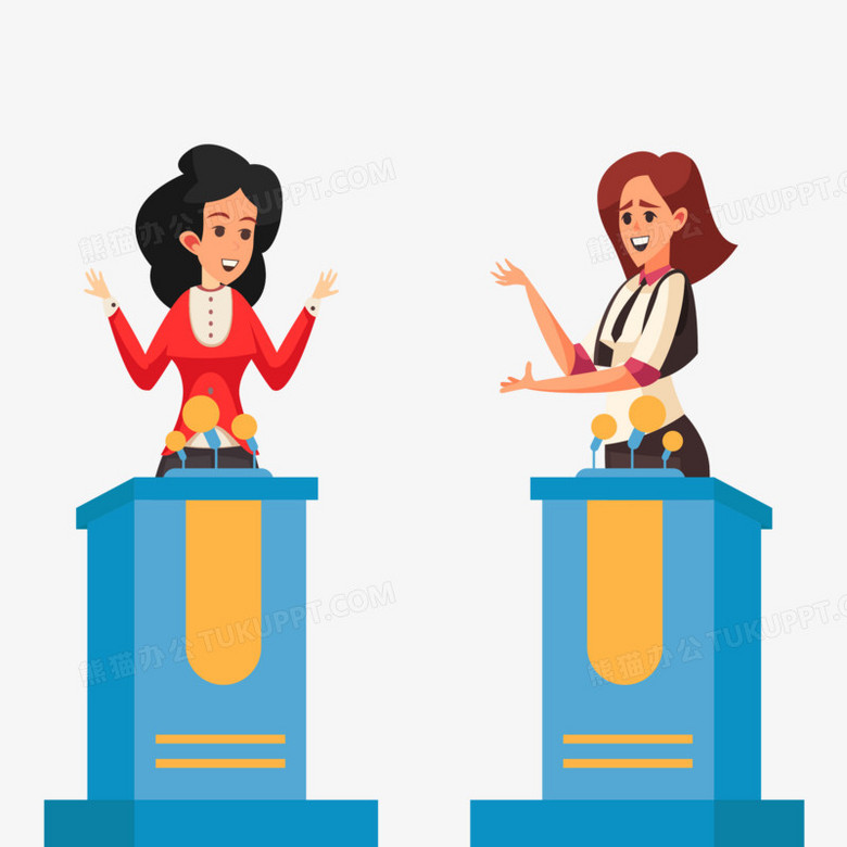 本作品全称为《彩色卡通手绘白领人士辩论对决创意元素》,使用adobe