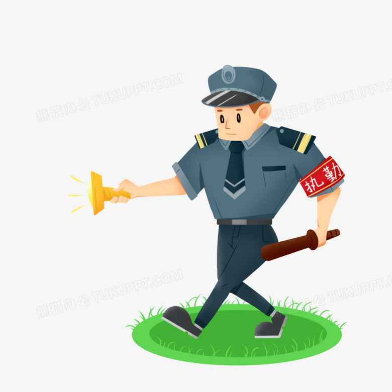 手绘卡通保安素材