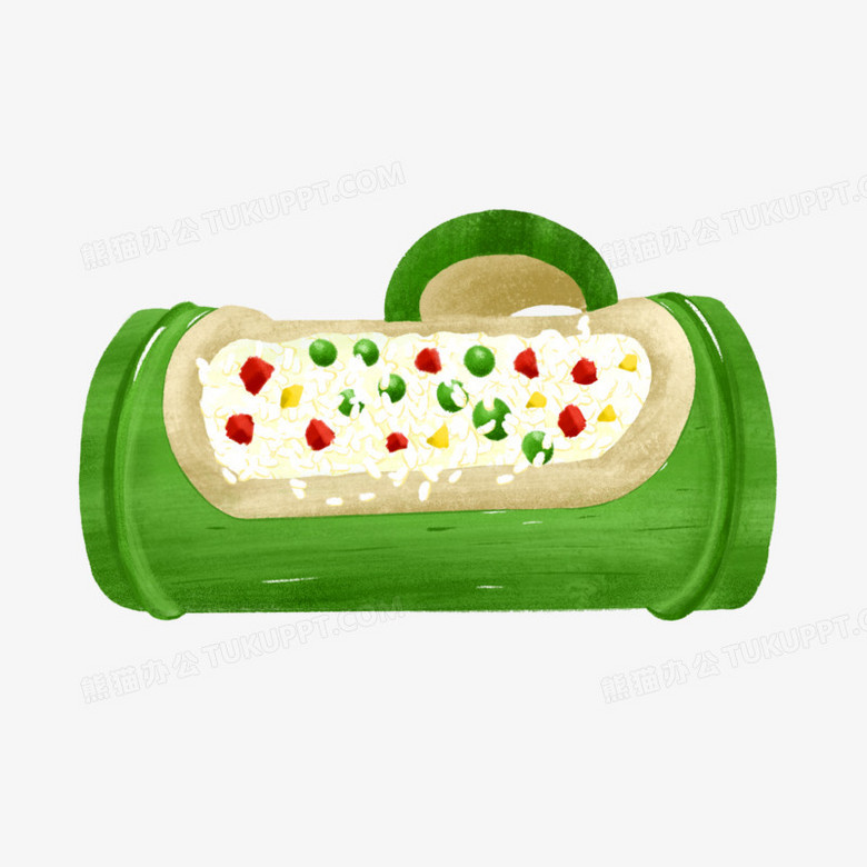 手绘特色美食竹筒米饭素材
