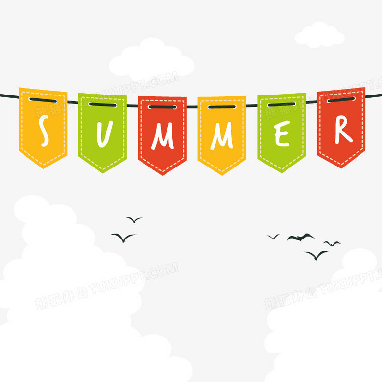 作品以彩色为背景,设计了夏天条幅,整体呈现小清新风.