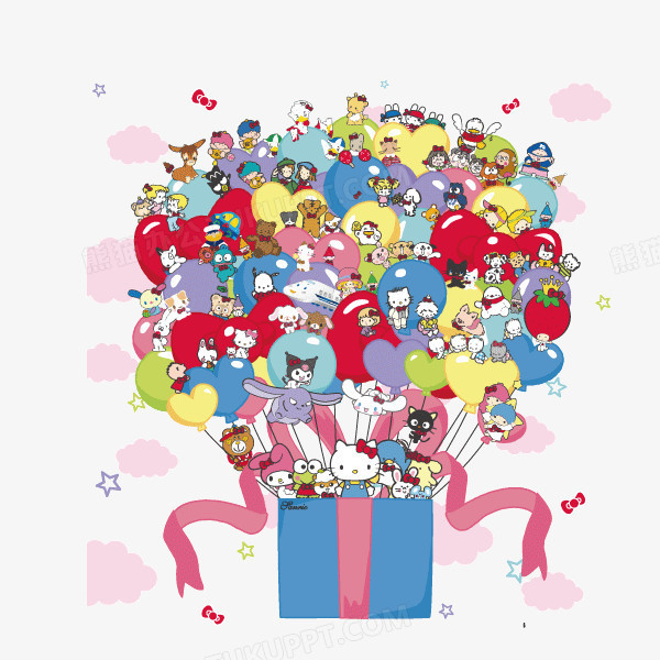 礼物彩带海报banner背景hellokittyPNG图片素材下载_海报PNG_熊猫办公