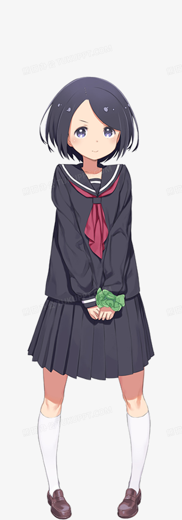 手绘可爱漫画学生女生png图片素材下载_手绘png_熊猫办公