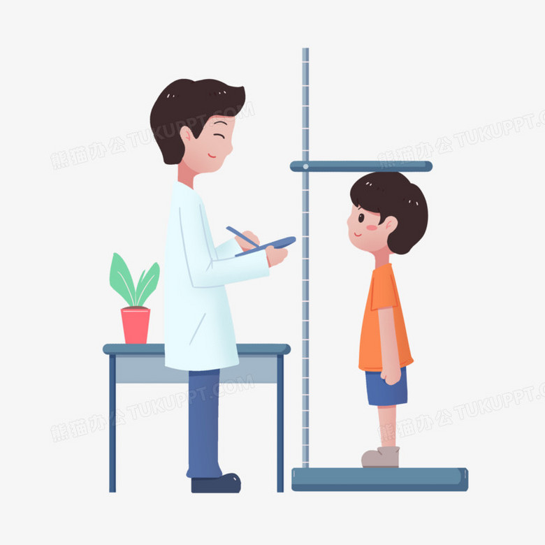 手绘卡通小朋友体检测身高人物元素