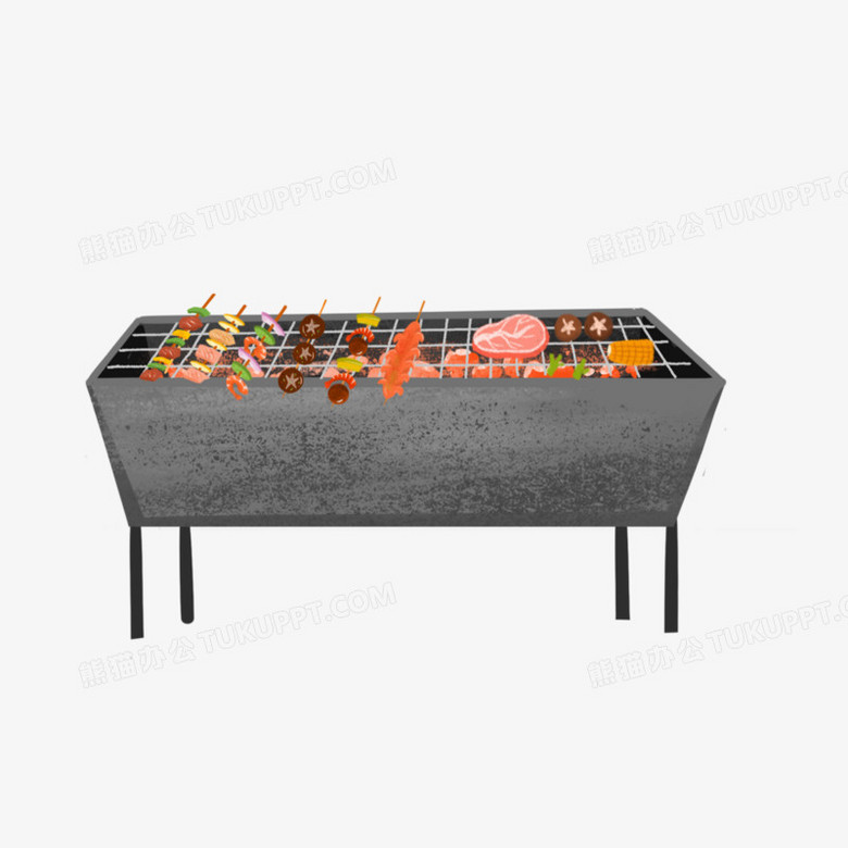 卡通手绘免抠烤烧烤架素材