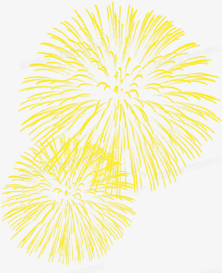 黄色卡通绽放烟花美景