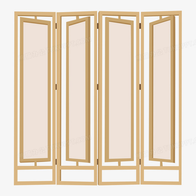 手绘中式折叠落地屏风素材