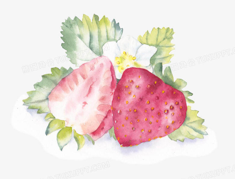 小清新水彩手绘水果草莓