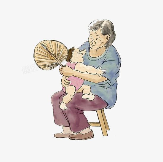 设计了抱孙子的奶奶,卡通效果更好的突出奶奶的和蔼慈祥