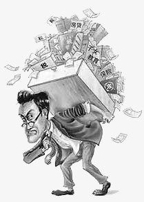 设计了一个被重物压弯腰的男人,卡通效果的展现形式更好的突出压力