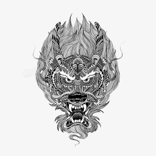 龙头黑白装饰画