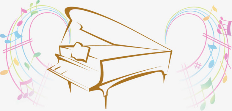 简笔画钢琴音符高清免抠素材