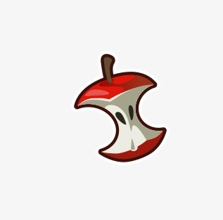 在整个配色上使用红色作为基础色调,设计了吃剩的苹果核,卡通效果的