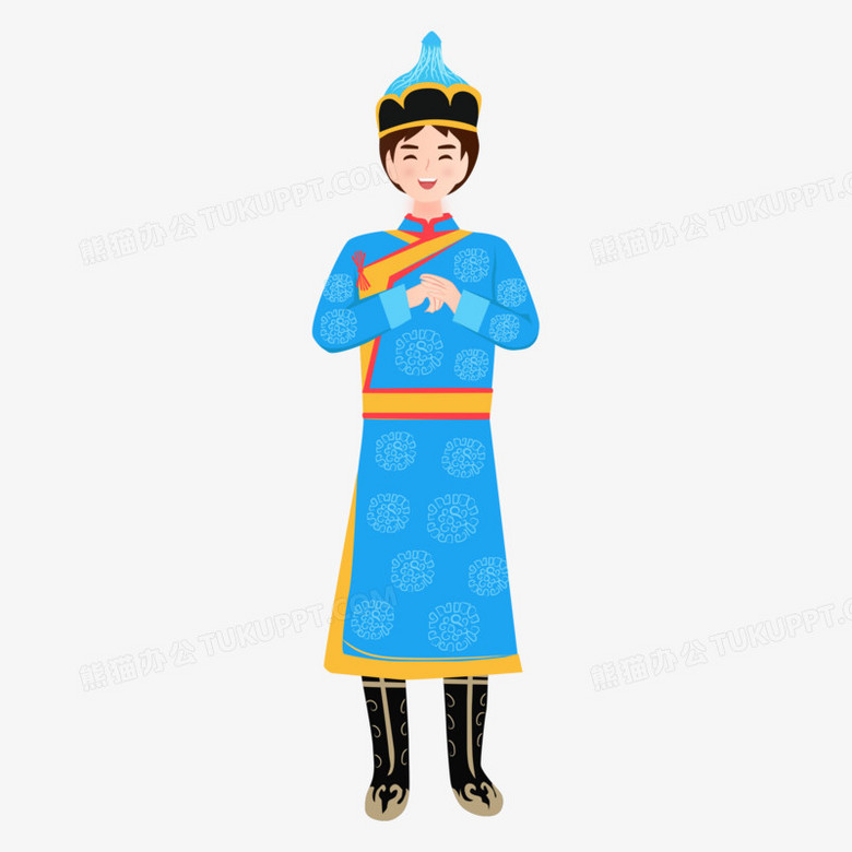 卡通手绘蒙古族男性素材