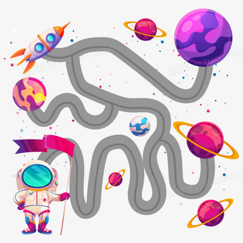 本作品全称为《卡通手绘航天星球迷宫元素》,使用adobe illustrator