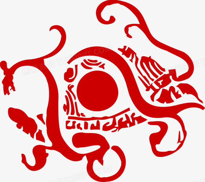 复古神兽红色印章