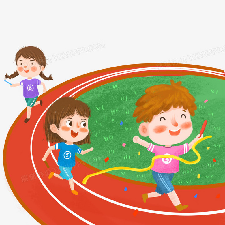 手绘儿童形象接力赛画免抠元素