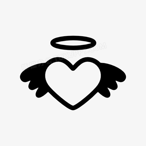 黑色天使爱心卡通