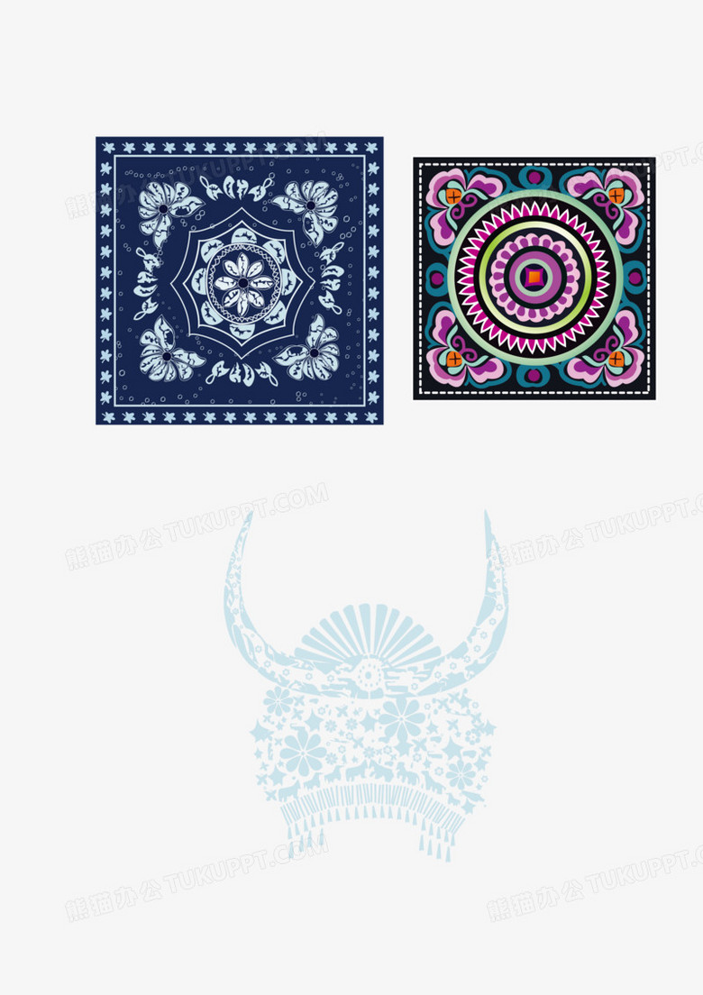 本作品全称为《蓝色中国风苗族图案花纹饰品创意元素》,使用adobe