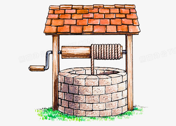 在整个配色上使用黄色作为基础色调,设计了古井,瓦片等元素,卡通效果