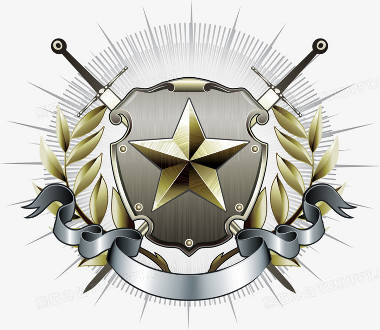 动感五角星麦穗微章矢量图