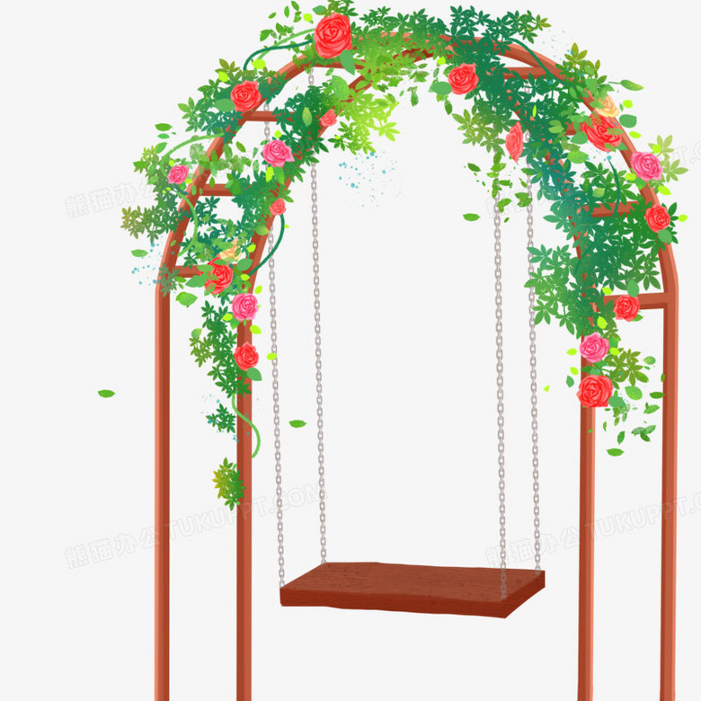 手绘唯美手绘秋千元素