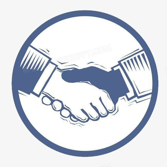 本作品全称为《蓝色简约风圆环边框握手手势图标元素》,使用 adobe