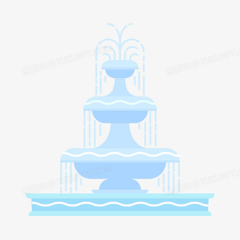 手绘卡通喷泉素材