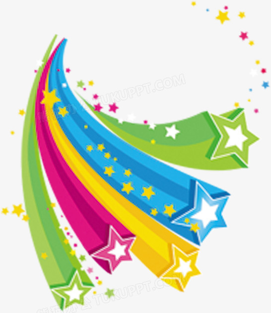 彩色卡通可爱花纹五角星装饰