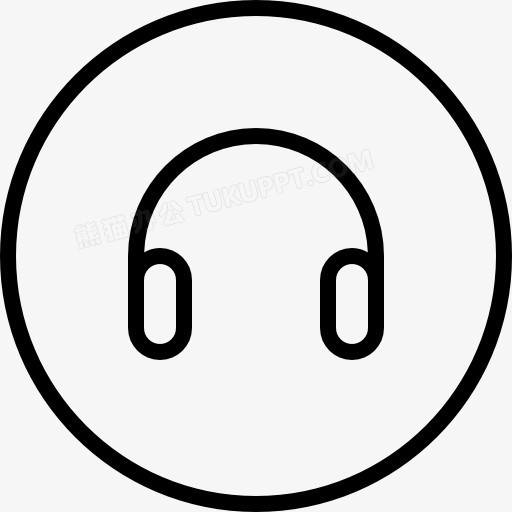 耳机轮廓圆形按钮图标