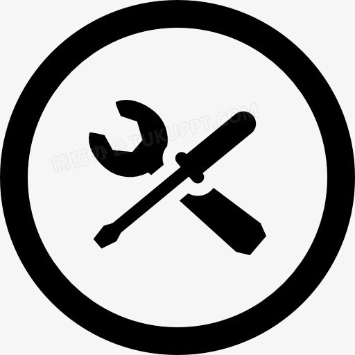 设置工具交叉在圆形按钮图标png图片素材下载_圆形png_熊猫办公