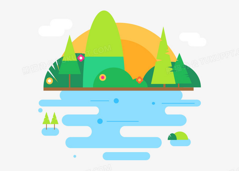 手绘湿地生态公园素材