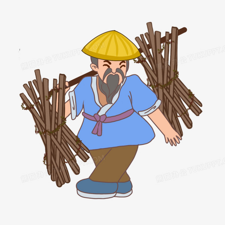 手绘古代樵夫免抠元素