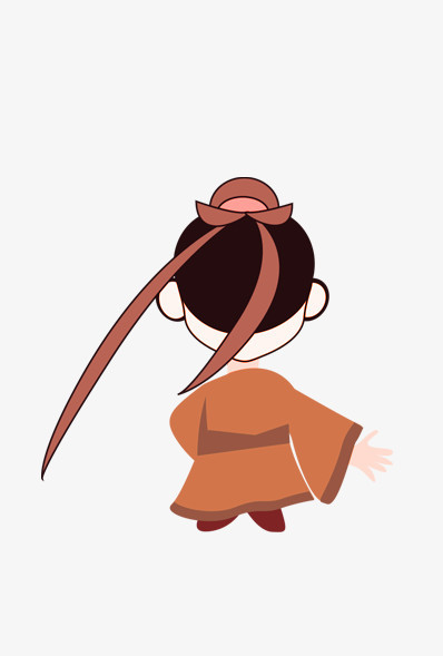 本作品全称为《橙色卡通手绘束发古代男人创意元素》,在整个配色上