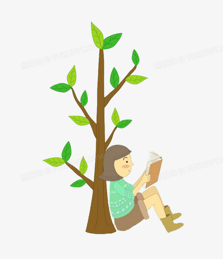 坐在树上的女孩简笔画图片