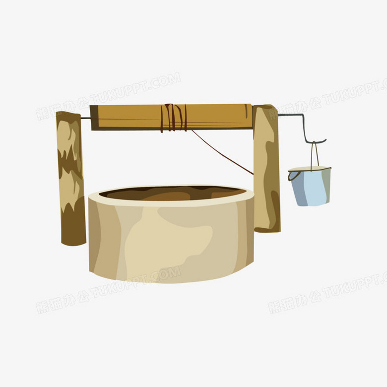 卡通手绘农村水井素材