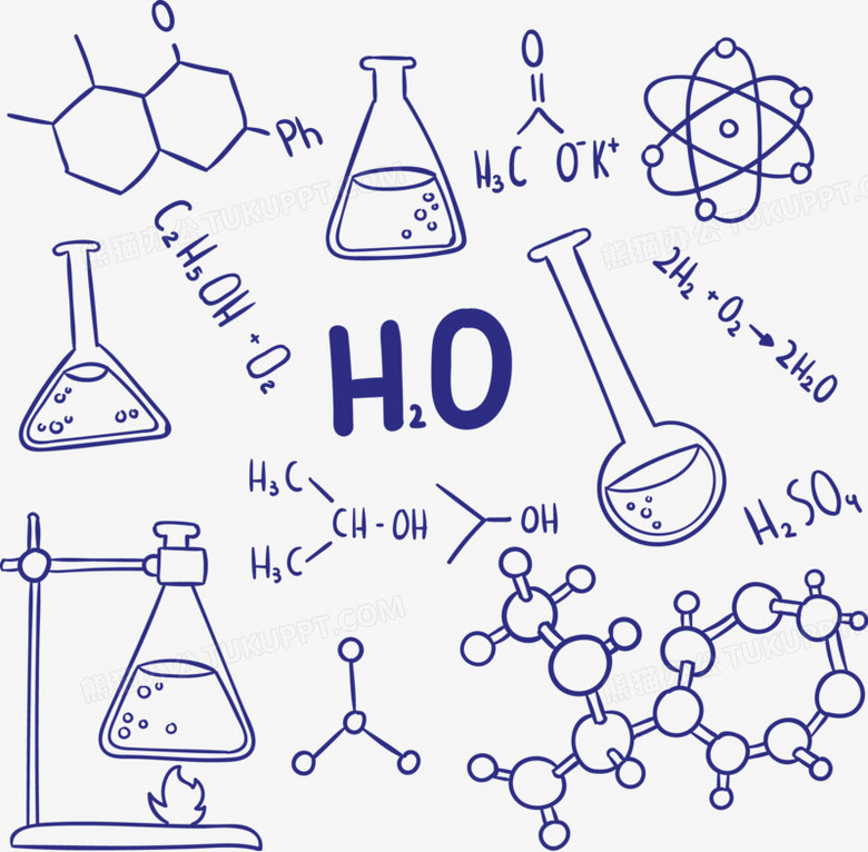 本作品全称为《蓝色简约手绘化学元素创意元素》,使用adobe