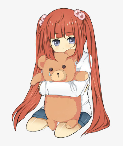 抱着熊的卡通美女