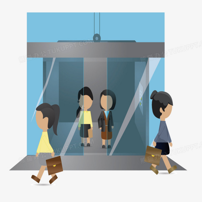 本作品全称为《彩色简约风进出自动玻璃门的人创意元