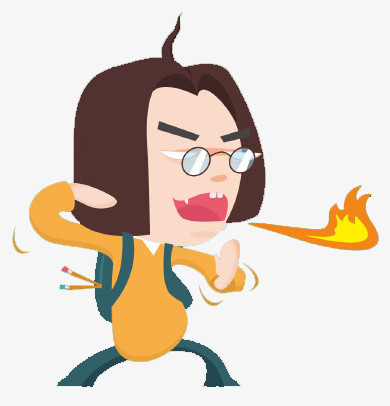 本作品全称为《彩色卡通风口喷火焰上火的女孩元素》,在整个配色上