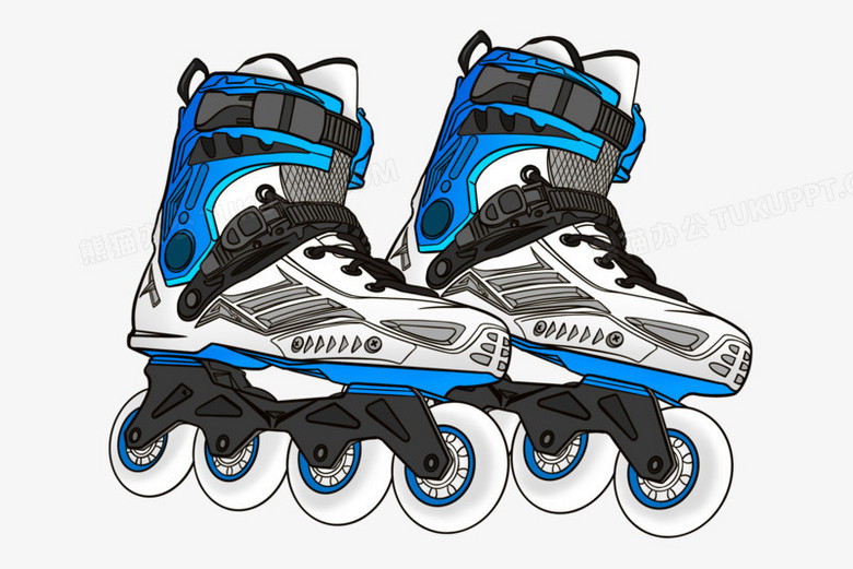 手绘卡通彩色滑冰鞋素材