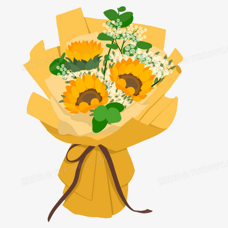 卡通手绘向日葵花束免抠元素png图片素材下载 向日葵png 熊猫办公