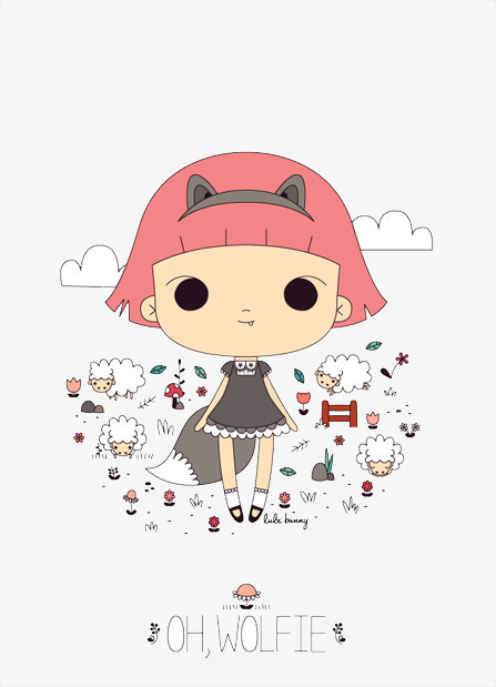 可爱狼耳朵女孩封面png图片素材下载_可爱png_熊猫办公