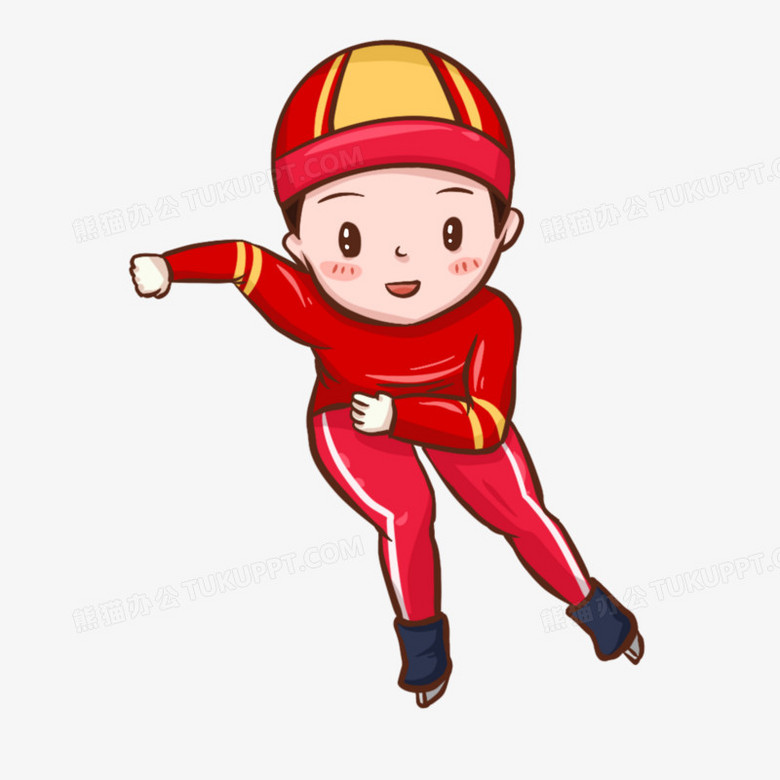 q版手绘卡通短道速滑元素
