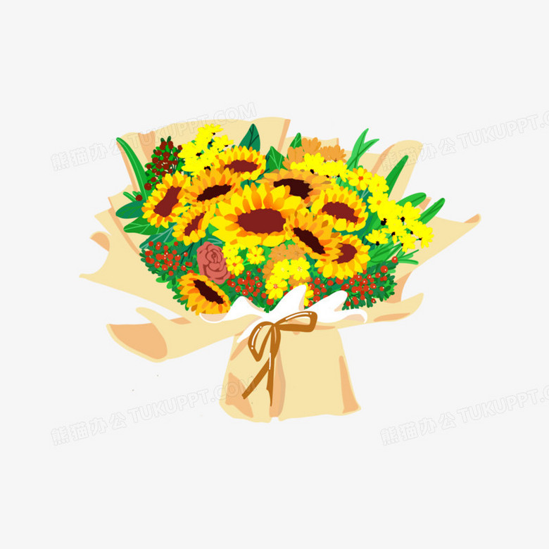 手绘卡通向日葵花束元素png图片素材下载 向日葵png 熊猫办公